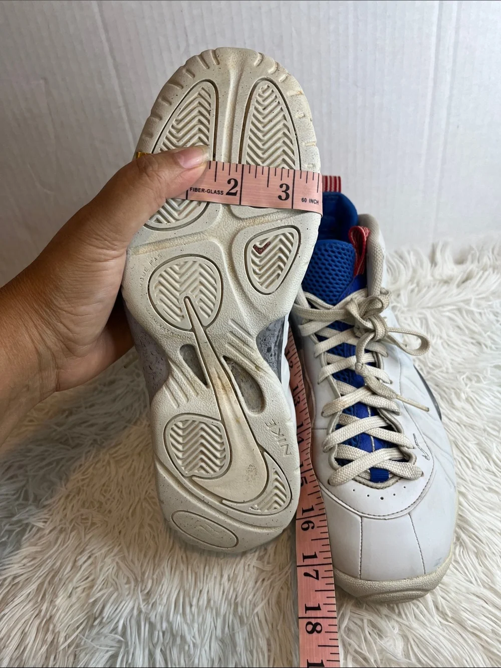 Nike Kids White Sneakers with Red & Blue Tongues